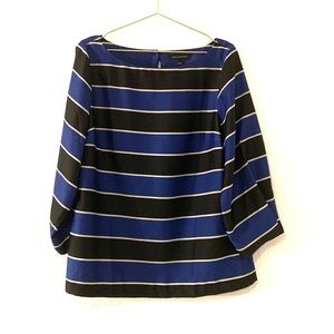 [ Banana Republic ] Blue & Black Striped Blouse. Size Large.
